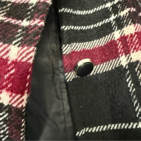 NWT Kate Spade Top Collar Fur Plaid Wool Coat - Picture 3 of 7